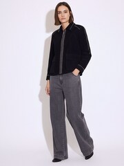 Religion Black Norah Suede Biker Style Jacket With Studs And Large Shirt Collar - Image 7 of 10