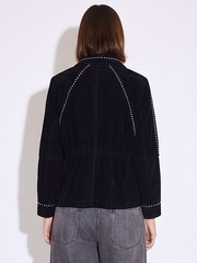 Religion Black Norah Suede Biker Style Jacket With Studs And Large Shirt Collar - Image 9 of 10