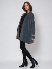 Religion Charcoal Grey Wild Heart Long Line Appliqué Cardigan - Image 3 of 6
