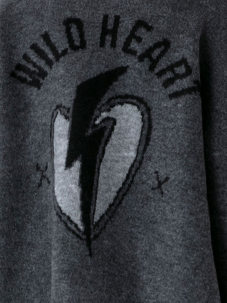 Religion Charcoal Grey Wild Heart Long Line Appliqué Cardigan - Image 6 of 6