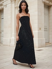 Religion Black Embellished Mila Maxi Column Dress With Sequins - Image 1 of 6