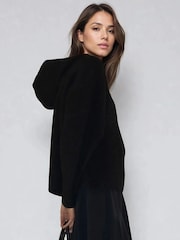 Religion Black Rock N Roll Slogan Courtney Hoodie Jumper In Soft Yarn - Image 3 of 6