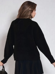 Religion Black Rock N Roll Slogan Courtney Hoodie Jumper In Soft Yarn - Image 5 of 6