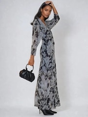 Religion Grey Lily Column Bias Cut Maxi Dress In Abstract All Over Print - Image 2 of 6