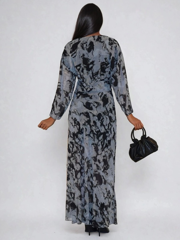 Buy Religion Grey Lily Column Bias Cut Maxi Dress In Abstract All