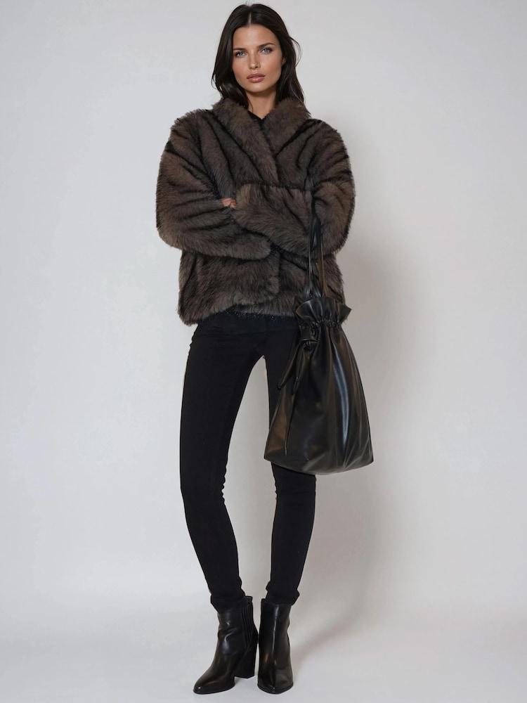 Religion Brown Short Luna Faux Fur Coat In Lush And Lux Black Brown Fur - Image 1 of 6 Religion Brown Short Luna Faux Fur Coat In Lush And Lux Black Brown Fur - Image 1 of 6