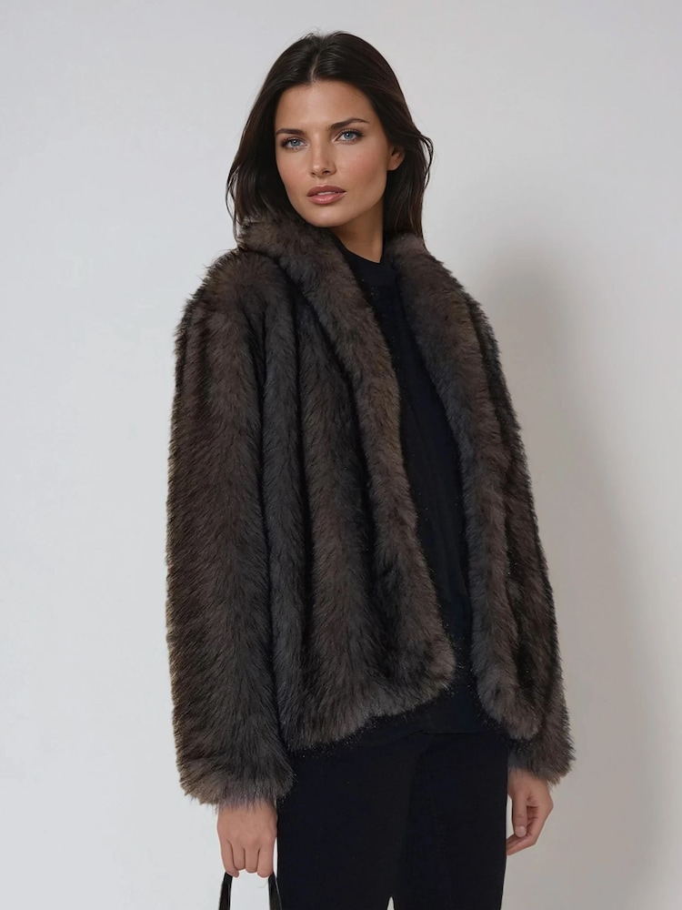 Religion Brown Short Luna Faux Fur Coat In Lush And Lux Black Brown Fur - Image 6 of 6 Religion Brown Short Luna Faux Fur Coat In Lush And Lux Black Brown Fur - Image 6 of 6