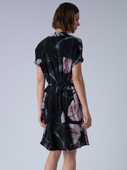 Religion Black Florence Tunic Shirt Dress With Frill Hem And Tie Waist In Large Dark Floral - Image 6 of 8