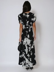 Religion Black Isabel Maxi Tea Dress In Abstract Monochrome Floral Print - Image 5 of 5