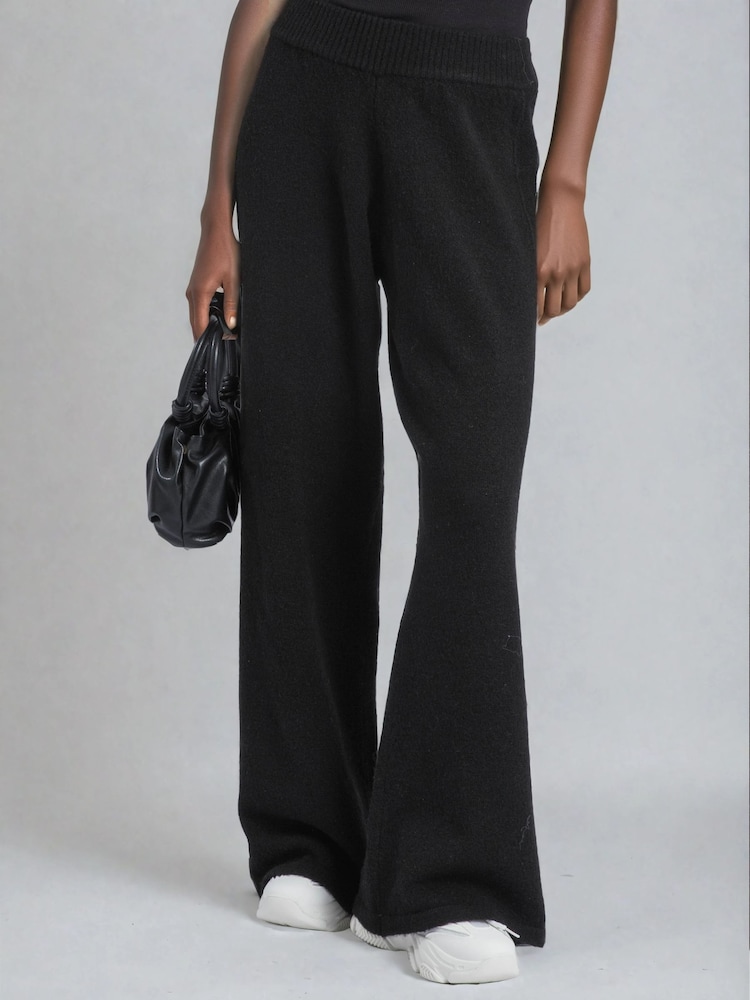 Religion Black Luscious Knitted Quiet Luxury Joggers with Skull & Crossbone Jacquard - Image 1 of 4