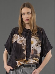 Religion Black Lola Oversized Blouse In Large Floral Placement Print - Image 3 of 6