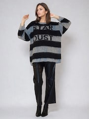 Religion Black Nancy Stripe Star Dust Jumper In Brushed Yarn - Image 3 of 6