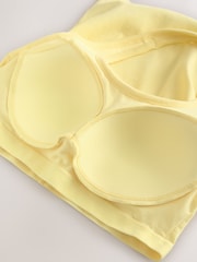 Butter Yellow Hidden Support Cotton Rib Halter Neck Bra Top - Image 7 of 8