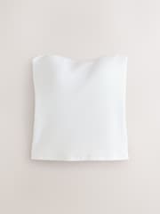 Black/White Hidden Support Cotton Rib Bandeau Bra Top - Image 3 of 6