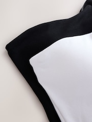 Black/White Hidden Support Cotton Rib Bandeau Bra Top - Image 4 of 6