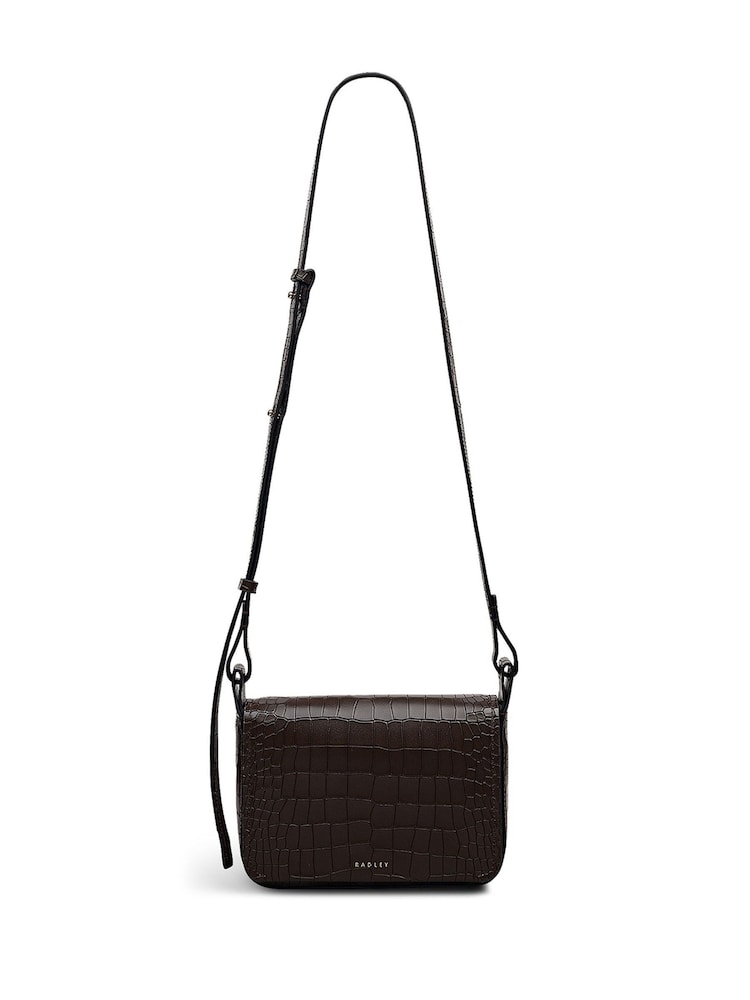 Radley Westwell Lane - Faux Croc Small Flapover Cross-Body Brown Bag - Image 1 of 5