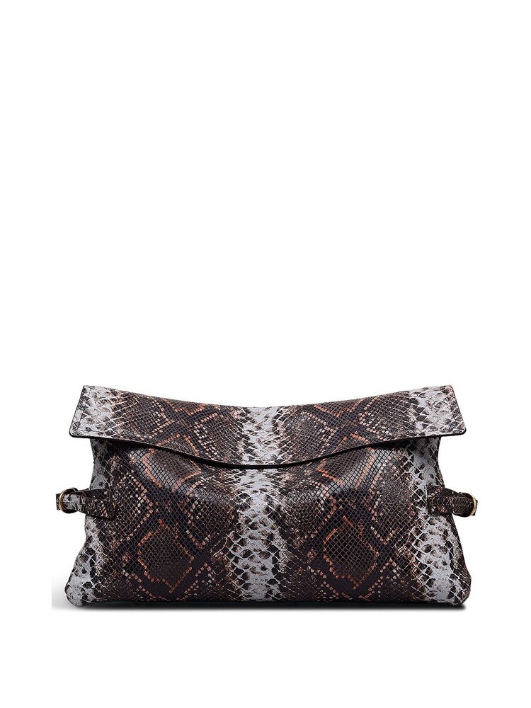 Radley Red Fleet Street Faux Snake Print Large Flapover Clutch - Image 1 of 5 Radley Red Fleet Street Faux Snake Print Large Flapover Clutch - Image 1 of 5