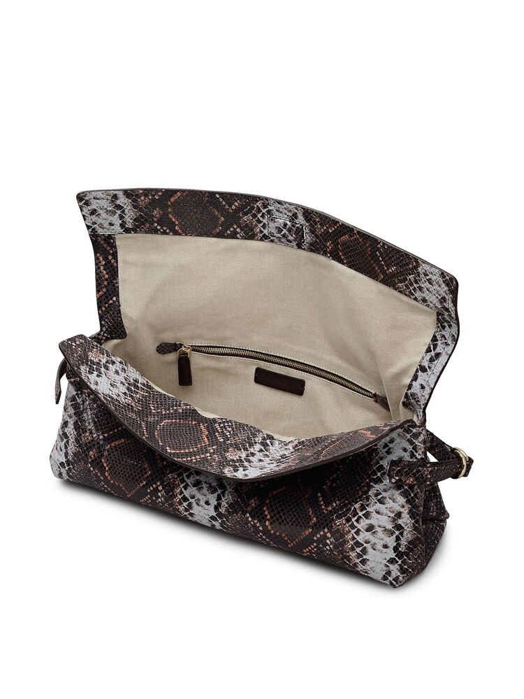 Radley Red Fleet Street Faux Snake Print Large Flapover Clutch - Image 2 of 5
