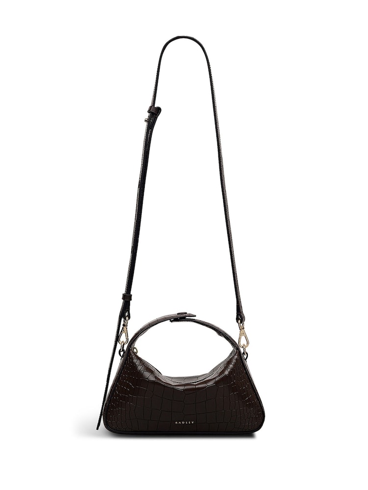 Radley De Beauvoir - Faux Croc Small Ziptop Brown Grab Bag - Image 5 of 5