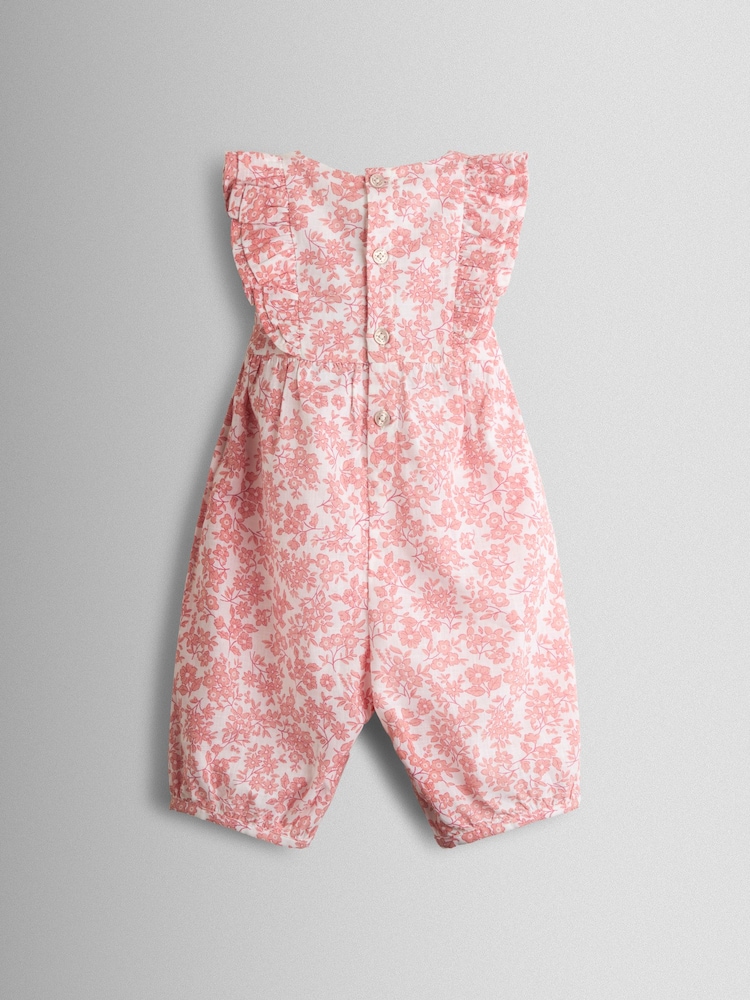 JoJo Maman Bébé Pink Floral Printed Romper - Image 2 of 3