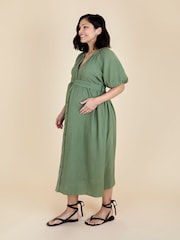 Grün - Jojo Maman Bébé – strukturiertes Hemdblusenkleid mit Knopfleiste (Umstandsmode) - Bild 2 von 5