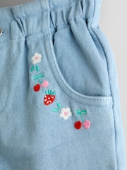 JoJo Maman Bébé Blue Floral Embroidered Twill Shorts - Image 3 of 3