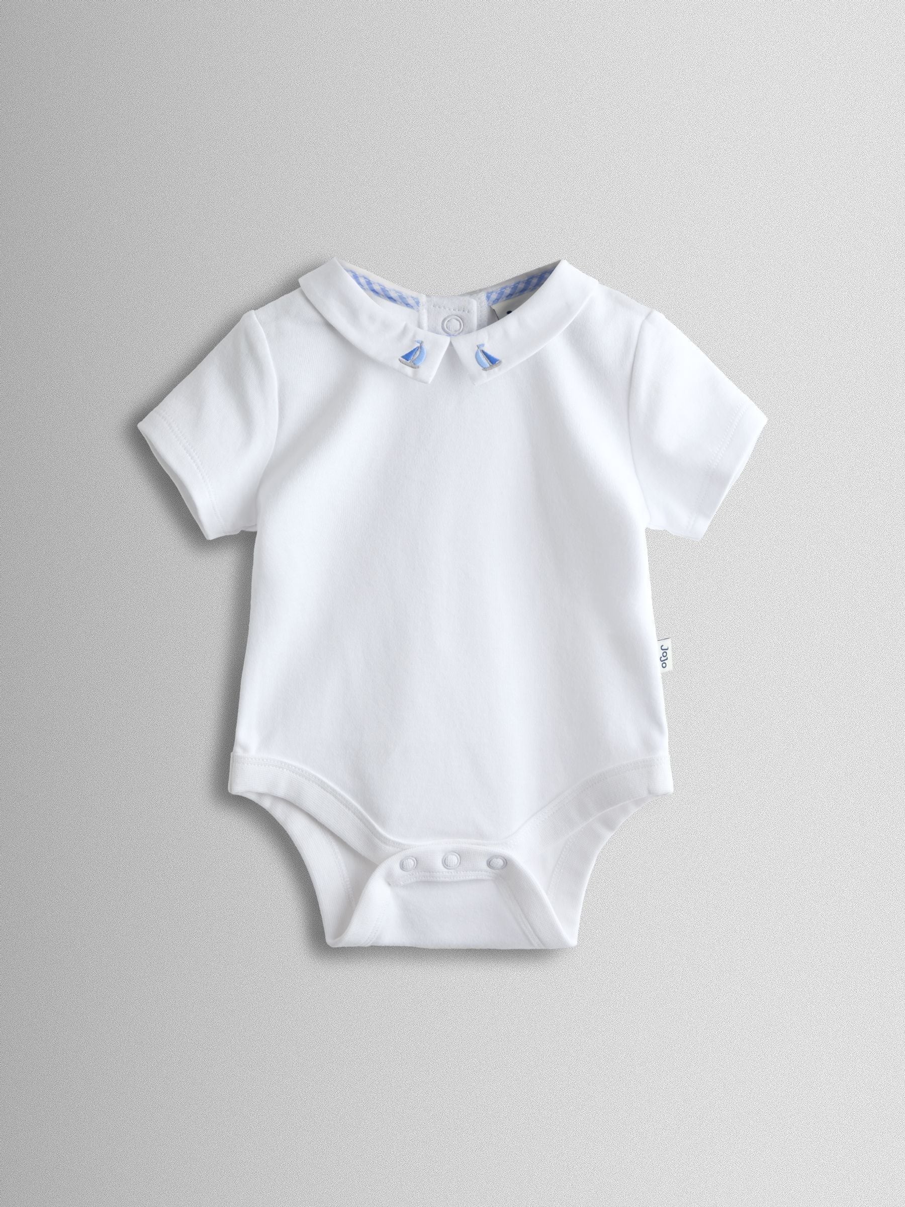 Jojo Maman Bébé White Boat Embroidered Collar Body