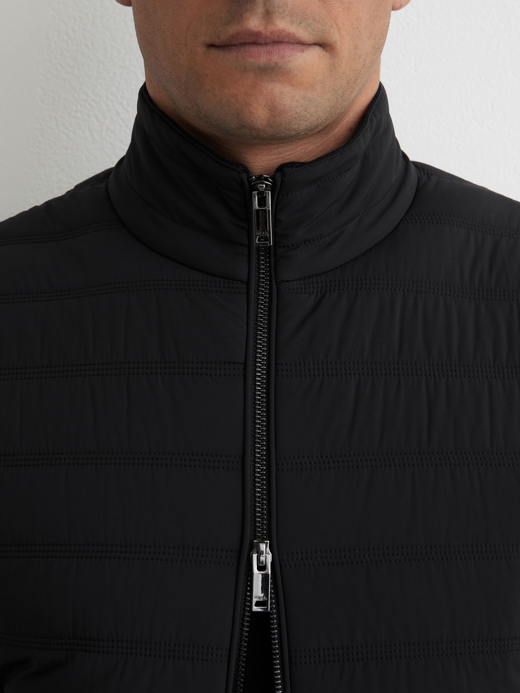 Buy Reiss Black Newford Funnel-Neck Quilted Knit Gilet from Next USA