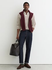 Reiss White/Camel Conners Cotton Rugby-Stripe Polo Shirt - Image 3 of 7