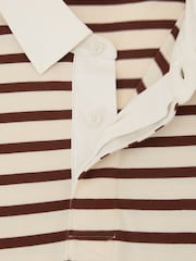 Reiss White/Camel Conners Cotton Rugby-Stripe Polo Shirt - Image 7 of 7