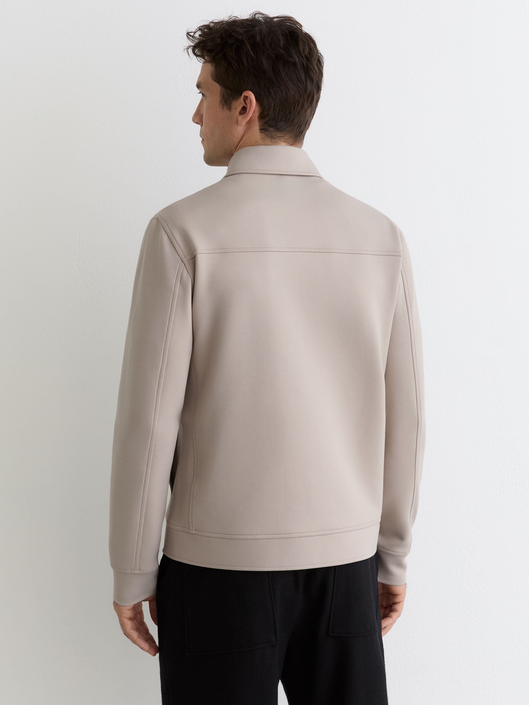 Buy Reiss Stone Medina Premium Interlock Zip-Through Overshirt