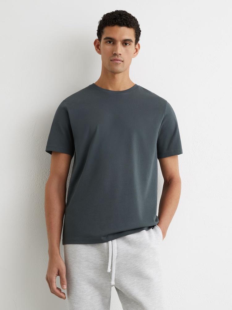 Reiss Petrol Blue Bless Cotton Crew-Neck T-Shirt - Image 1 of 6