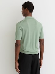 Reiss Light Sage Green Duchie Merino Wool Open-Collar Polo Shirt - Image 5 of 6