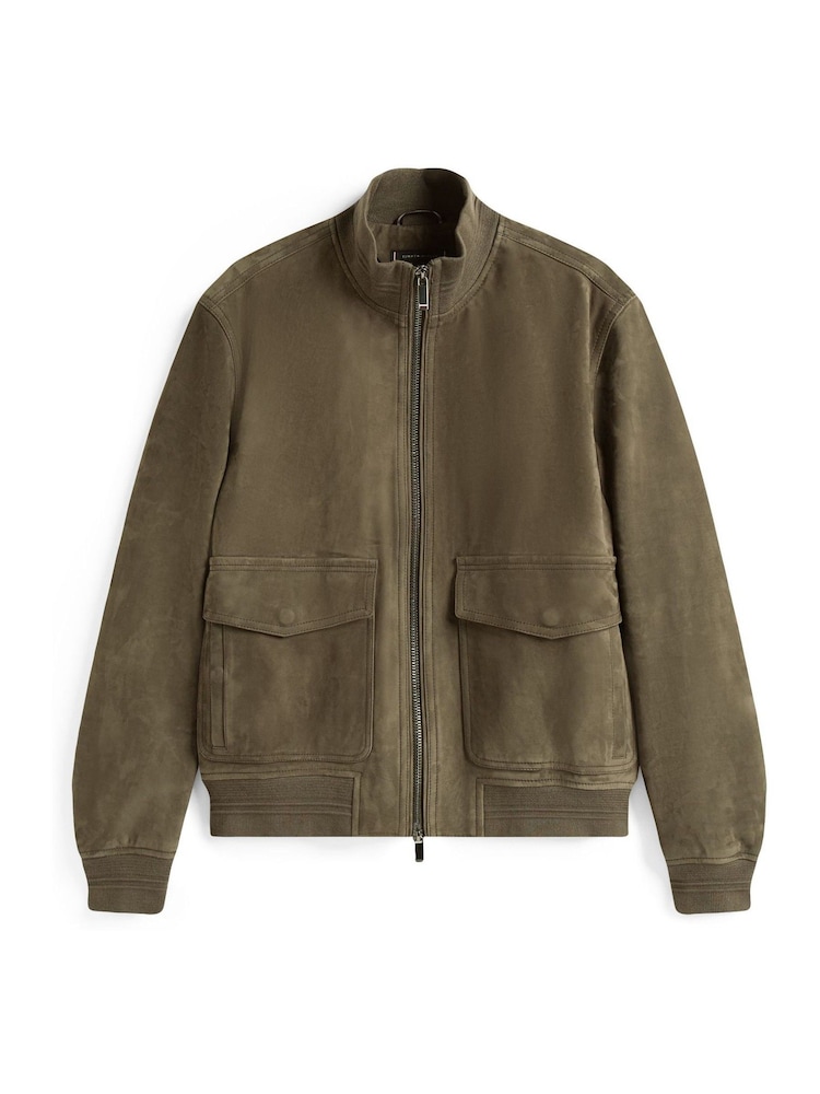 Tommy Hilfiger Green Smart Casual Zip-Thru Leather Jacket - Image 5 of 5