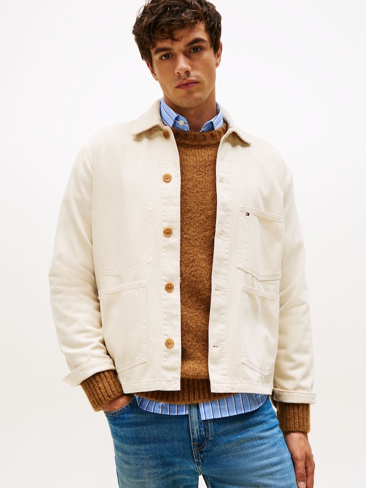 Tommy Hilfiger Natural Washed Denim Chore Jacket - Image 1 of 5 Tommy Hilfiger Natural Washed Denim Chore Jacket - Image 1 of 5