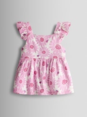 JoJo Maman Bébé Frill Shoulder Seersucker Top & Short Set - Imaginea 2 din 6