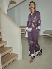 Purple Floral Border Print Long Sleeve Shirt - Image 3 of 8