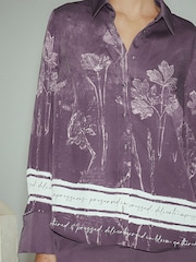 Purple Floral Border Print Long Sleeve Shirt - Image 5 of 8