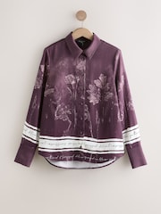 Purple Floral Border Print Long Sleeve Shirt - Image 6 of 8