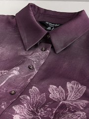 Purple Floral Border Print Long Sleeve Shirt - Image 8 of 8
