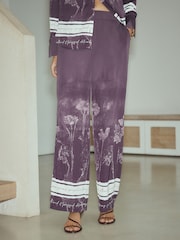 Lilla blomsterkanttrykk - Elasticated Wide Leg Trousers - Bilde 2 av 8