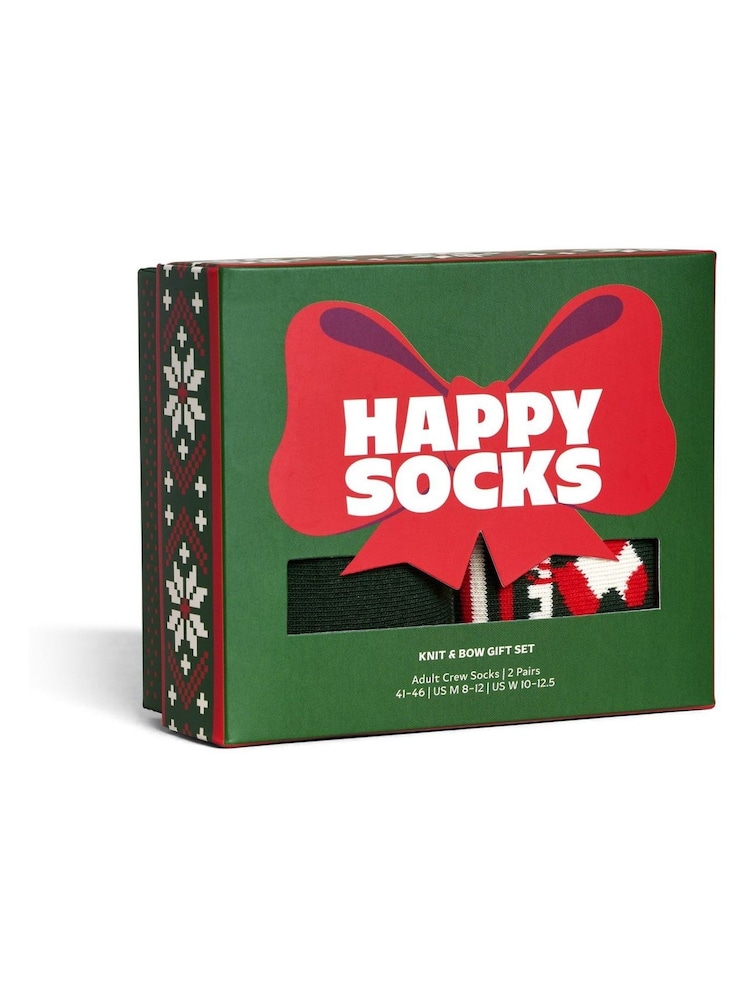 Happy Socks Green 2 Pack Knit And Bow Socks Gift Set - Image 5 of 5 Happy Socks Green 2 Pack Knit And Bow Socks Gift Set - Image 5 of 5