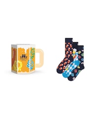 Happy Socks Blue 3 Pack Beer Glass Socks Gift Set - Image 1 of 5