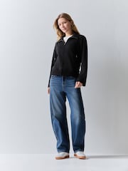 BOSS חולצת סווטשירט עם רוכסן לכל האורך וצווארון - תמונה 3 מתוך 6