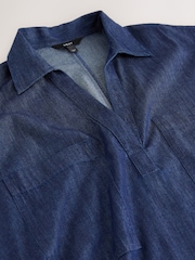 Dark Blue Denim Kaftan Midi Dress - Image 3 of 3