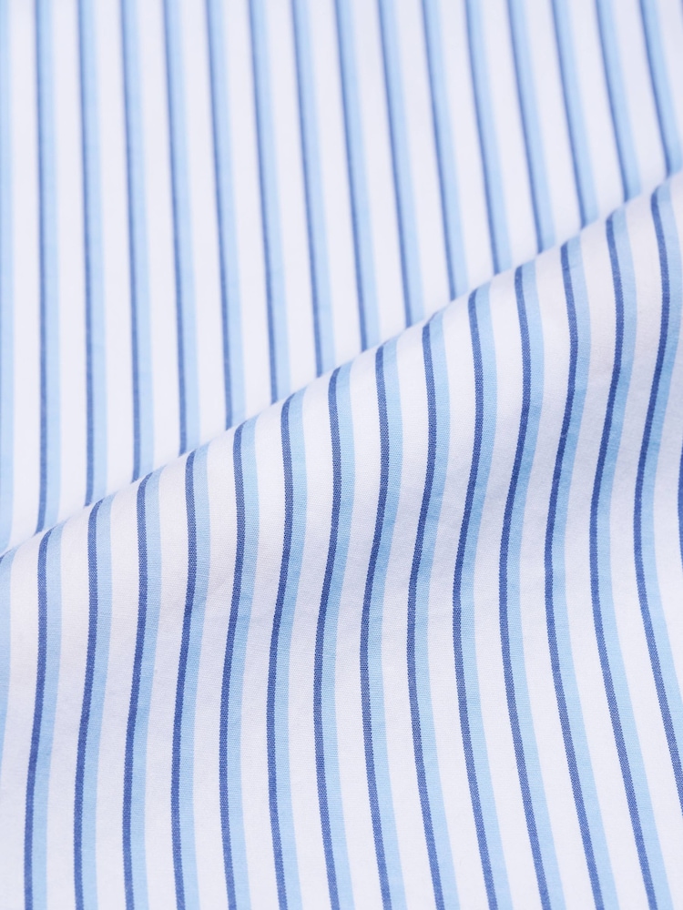 Edwin Blue Toledo Striped Poplin Logo Short Sleeve Shirt - Image 8 of 8