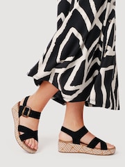 Pavers Black Touch-Fasten Wedge Sandals - Image 1 of 5