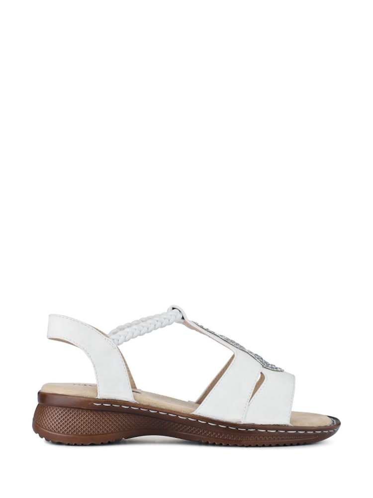 Pavers White Wide-Fit Elasticated Wedge-Heeled Sandals - Image 2 of 5