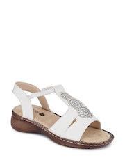 Pavers White Wide-Fit Elasticated Wedge-Heeled Sandals - Image 3 of 5
