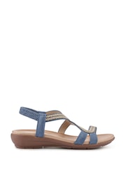 Pavers Blue Wedge-Heeled Slingback Sandals - Image 2 of 5